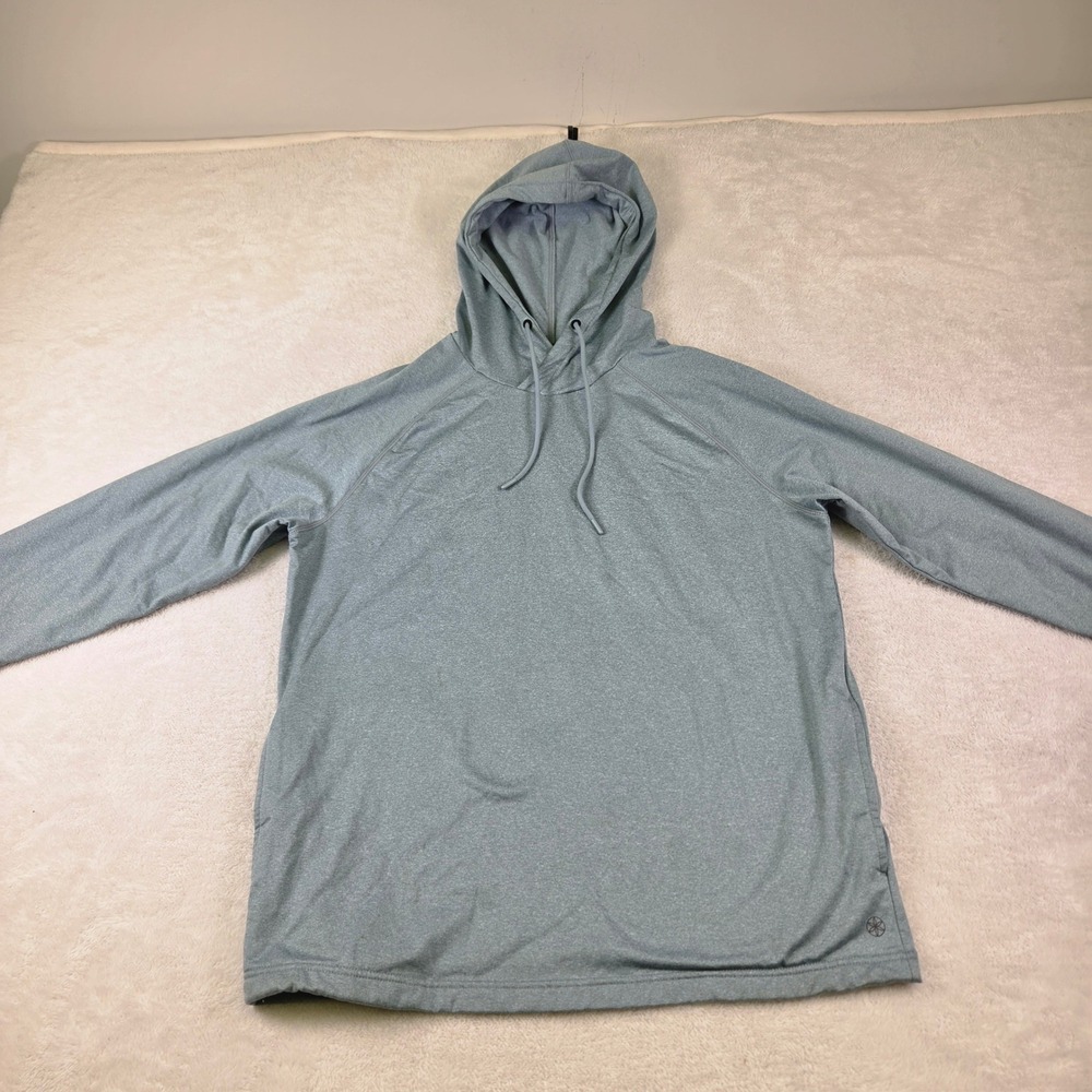 Gaiam Mens Blue Heathered Performance Hoodie Large L/G Active Pullover